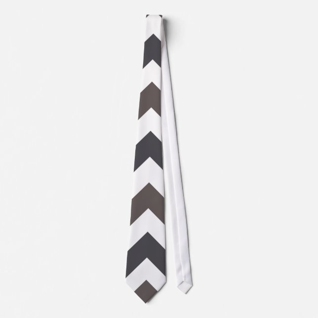 Cravate Motif Zigzag Chevron Gris (Devant)