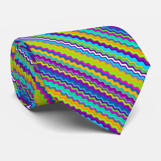 Cravate Motif Zigzag multicolore (Roulé)