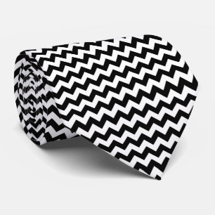 Cravate Motif Zigzag noir et blanc, Motif Chevron