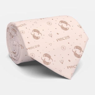 Cravate Motif Zodiaque Balance Mystique en Brun et Bourgog