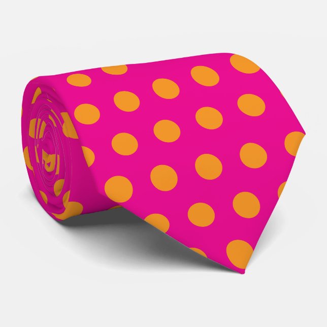 Cravate Motifs Abstraits Rose Orange à Points Gift Favor (Roulé)