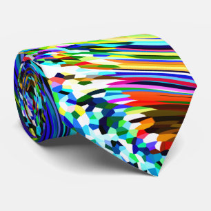 Cravate Motifs Abstraits Turquoise Multicolore Coloré Lumi