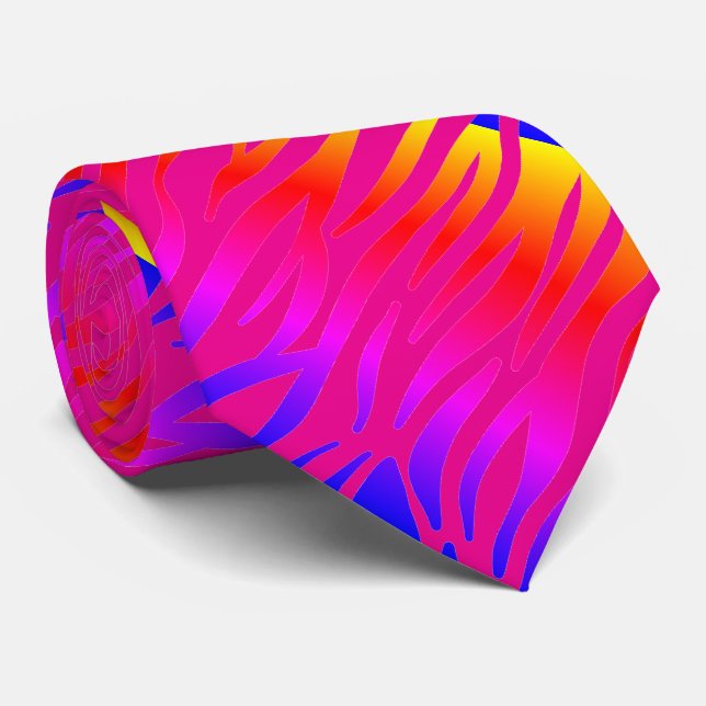 Cravate Motifs Abstraits Zebra Rose orange (Roulé)