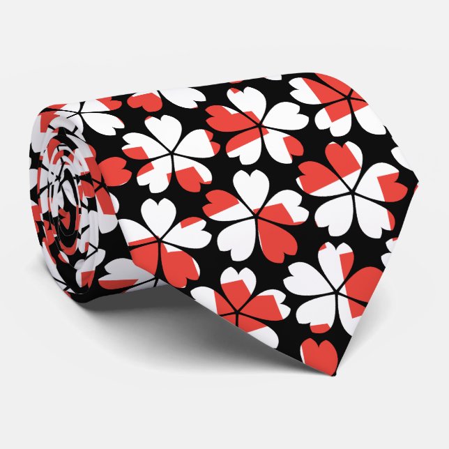 Cravate Motifs de fleurs blanches rouges mignons (Roulé)