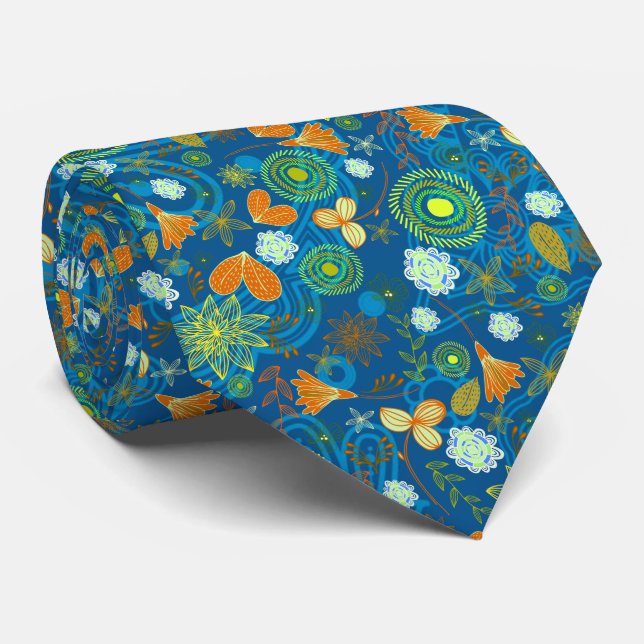 Cravate Motifs de fleurs de paisley mixtes (Roulé)