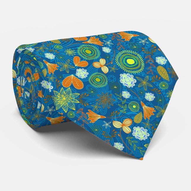 Cravate Motifs de fleurs de paisley mixtes (Roulé)