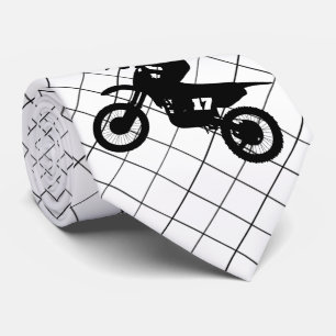 Cravate Moto Motocross Racing sur Black Check Necktie