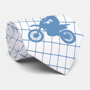 Cravate Moto Motocross Racing sur Blue Check Necktie