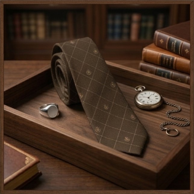 Cravate Mousse au Moka Estate Crest Jacquard Luxe (Créateur téléchargé)