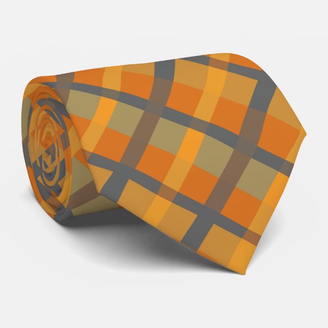 Cravate Moutarde Orange Navy Sarcelle Rayé (Roulé)