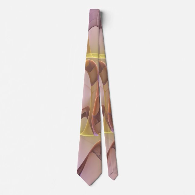 Cravate Mouvements Abstraits Art Fractal Moderne Rose Doré (Devant)