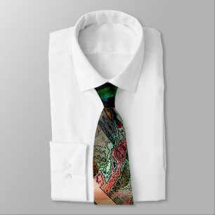 Cravate multicolore verte