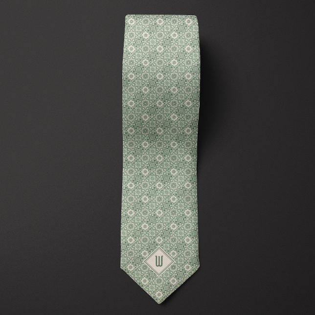 Cravate Multitone Vert Floral Inspiré Motif (Créateur téléchargé)