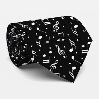 Cravate Musical noir de motif de musique et blanc chic