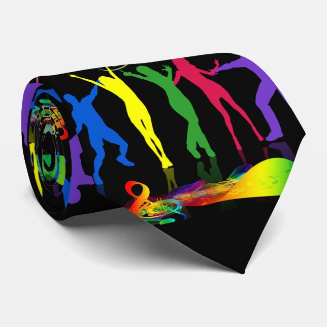 Cravate Musique de danse de soirée néon Personnes sur fond (Roulé)