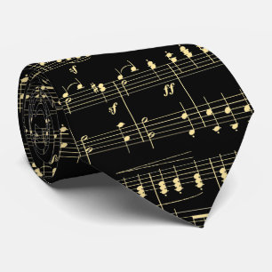 Cravate Musique d'or en noir