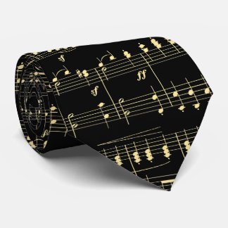 Cravate Musique d'or en noir