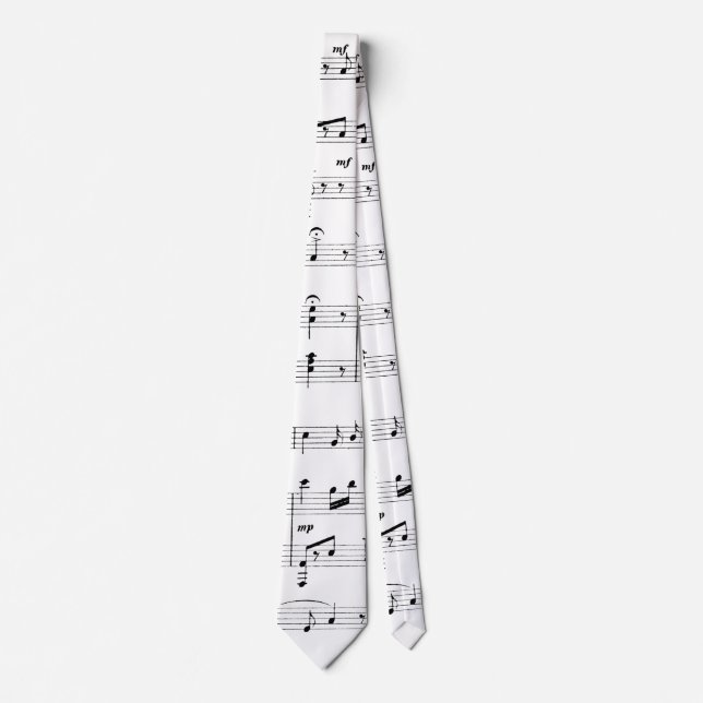 Cravate Musique en feuille blanche (Devant)