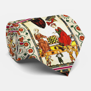 CRAVATE MUSIQUE MÉDIÉVALE ET MUSICIENS, MINIATURE ANTIQUE