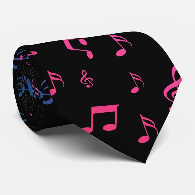 Cravate musique, musical, note, mélodie, noir, son, clef, (Roulé)