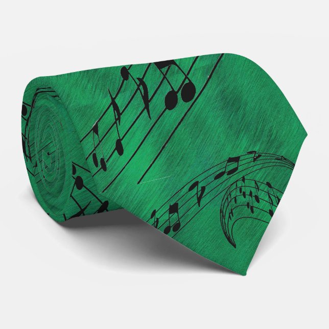 CRAVATE MUSIQUE NOTES-TIE-GREEN (Roulé)
