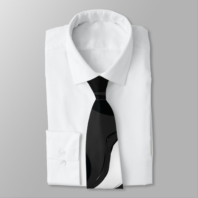 Cravate Mydeas | Black & White Gray Wacky Marbled Paint (Attaché)