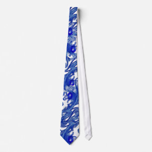 Cravate MYRTILLES BLEUS MAGIQUES Florales Fantaisistes en
