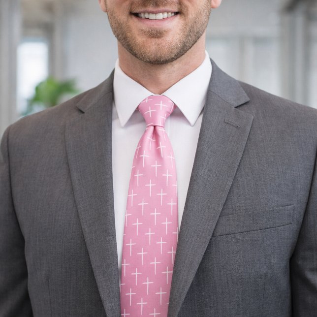 Cravate Nails Cross Pink and White (Créateur téléchargé)