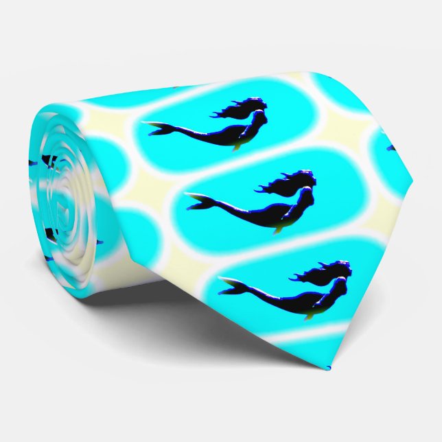 Cravate natation sous-marine sirènes bleu (Roulé)