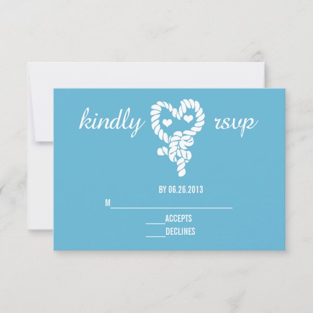 Cravate nautique le noeud bleu mariage cartes RSVP (Devant)