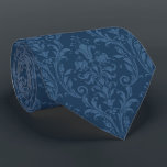 Cravate Navy Blue Acanthus Leaf Floral Damask Wedding<br><div class="desc">A classic wedding neck tie featuring a blue damask pattern with swirling acanthus leaves in a slate blue against a dark navy blue background.</div>