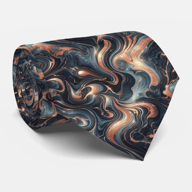 Cravate Navy Blue Professionnel et Marbre de Cuivre (Roulé)