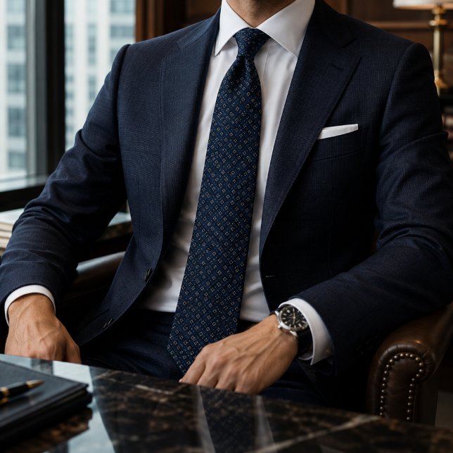 Cravate Navy Diamond Jacquard | Luxe Affaires et Mariage (Créateur téléchargé)