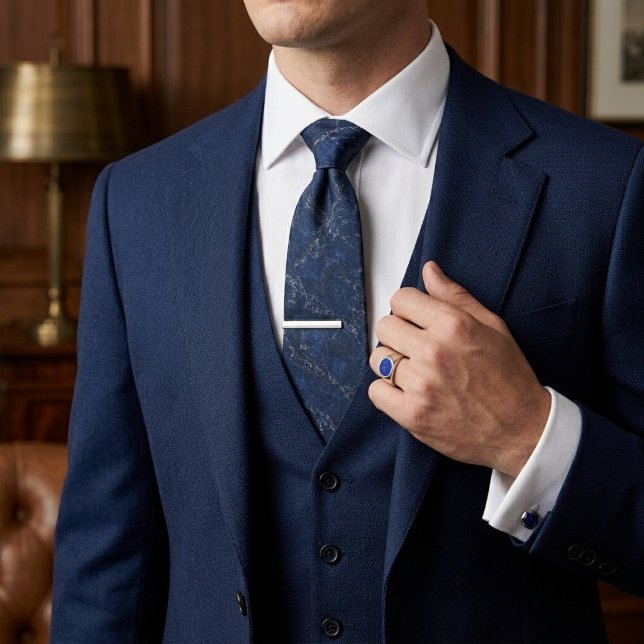 Cravate Navy & Graphite Executive Marbre (Créateur téléchargé)