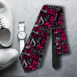 Cravate Né à Dance Pink ID277<br><div class="desc">Danser votre passion ? Cette cravate cool avec un nuage de mots dit tout. Certains mots, entrecoupés de notes musicales, sont : respirer, vivre, l'amour, la danse, le rythme et né à la danse. Cette version présente des tons rose, gris et blanc sur la couleur arrière - plan de votre...</div>