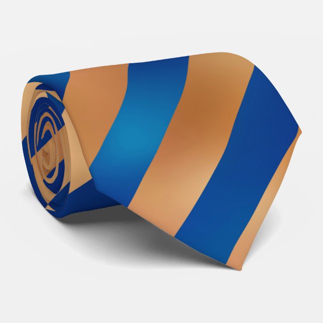 Cravate Neck Tie Gold and Royal Blue Stripes on Angle (Roulé)