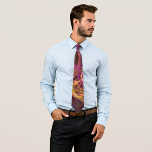 Cravate Necktie Abstraite marron, rose et jaune