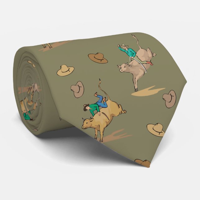 Cravate Necktie Des Casquettes De L'Ouest Rodeo Bull Et Co (Roulé)