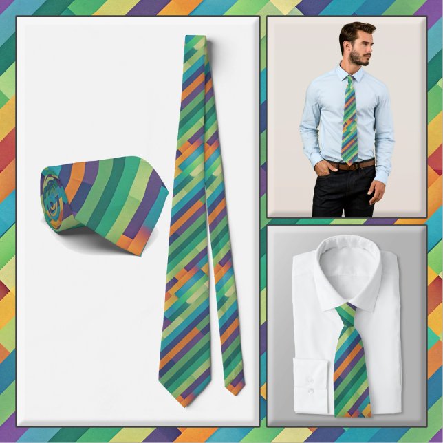 Cravate NECKTIE - Diagonales multicolores (Créateur téléchargé)