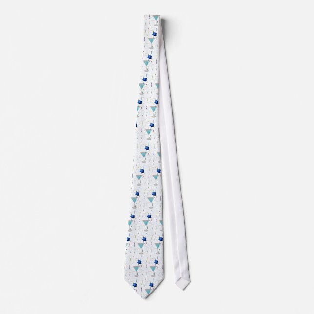 Cravate Necktie du Nouvel An Martini Bleu (Devant)