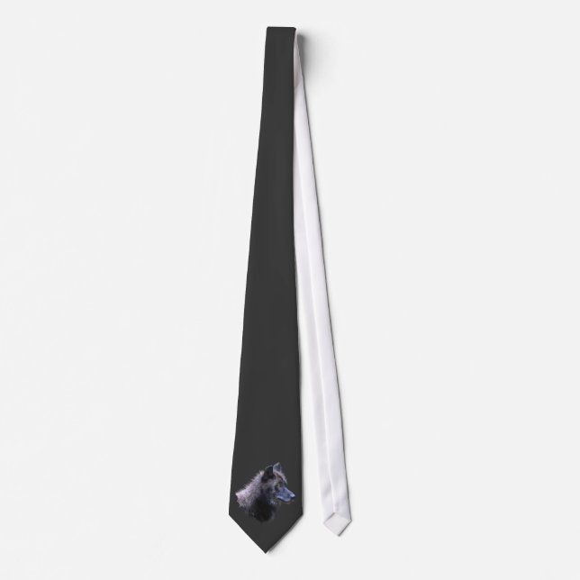 Cravate Necktie faunique Alpha Grey Wolf (Devant)