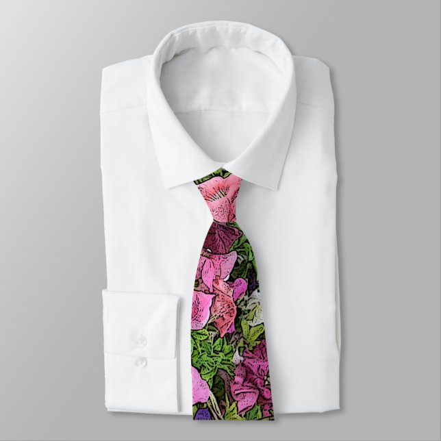 CRAVATE NECKTIE FLORALE/PETUNIAS DU MENS (Attaché)