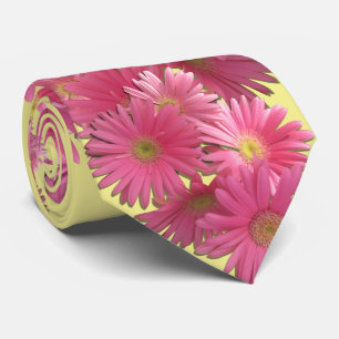 Cravate Necktie - Gerbera rose foncé