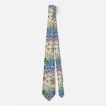 Necktie HUMMINGBIRD et Fleurs roses