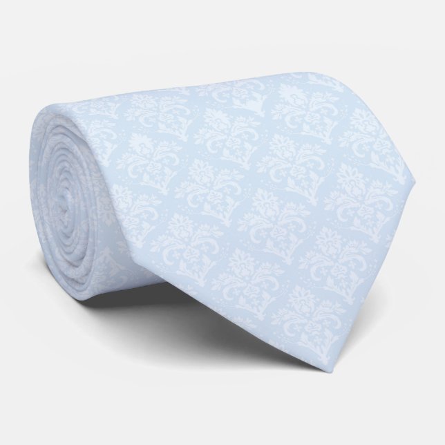 Cravate Necktie - Icy Blue Damask (Roulé)