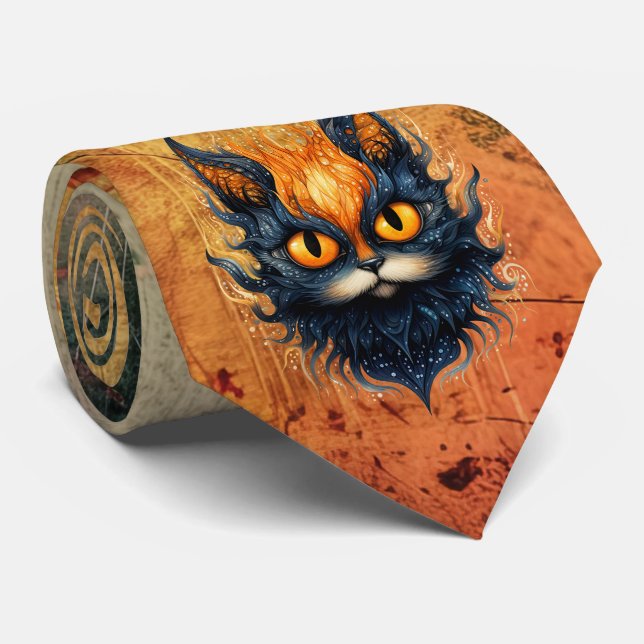 Cravate Necktie Kitty Abstraite (Roulé)