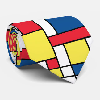 Cravate Necktie Motif des Boho 60's 70 du Bauhaus Carrés