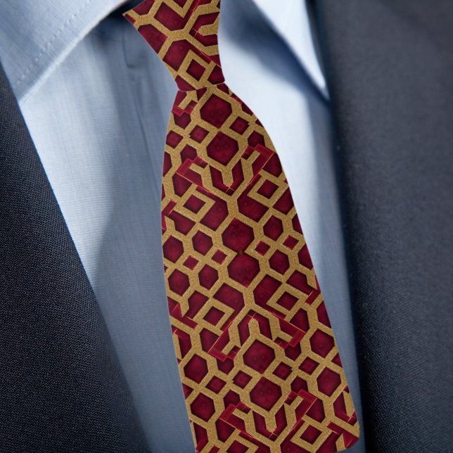 Cravate Necktie Motif or et rubis (Créateur téléchargé)