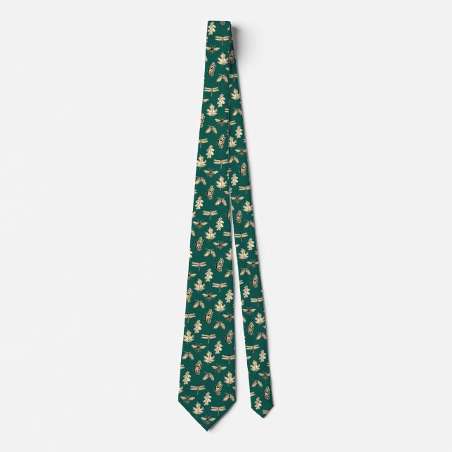 Cravate Necktie Nature Motif vert et or (Devant)