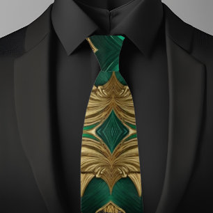 Cravate Necktie or et émeraude